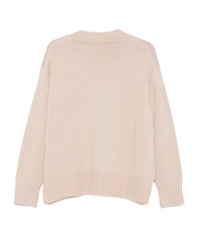 Drumohr Long Sleeves V Neck Oversized Sweater In Neutral