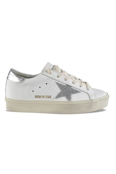 Golden Goose Distressed White Leather Low-top Sneakers In Multi