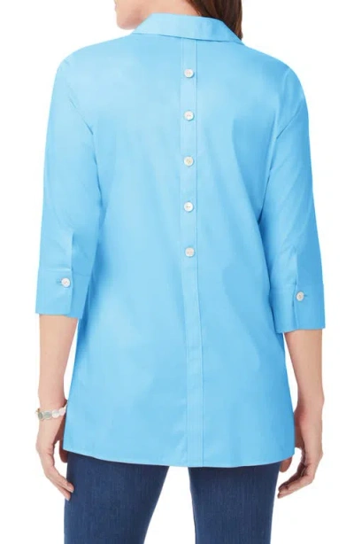 Foxcroft Pamela Stretch Button-up Tunic In Blue