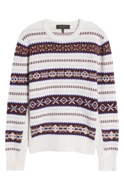 Rag & Bone Wesley Fair Isle Wool Crewneck Sweater In Pink