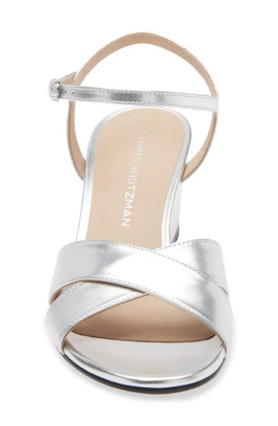 Stuart Weitzman Dayna Metallic Crisscross Wedge Sandals In Silver