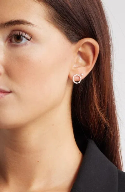 Nordstrom Set Of Two Cubic Zirconia Stud & Hoop Earrings In Silver