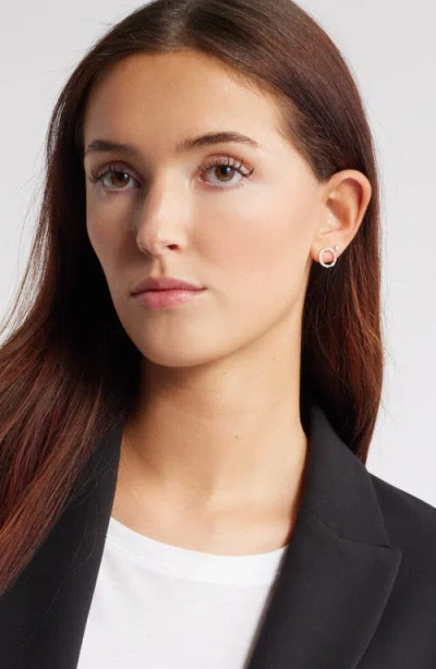 Nordstrom Set Of Two Cubic Zirconia Stud & Hoop Earrings In Silver