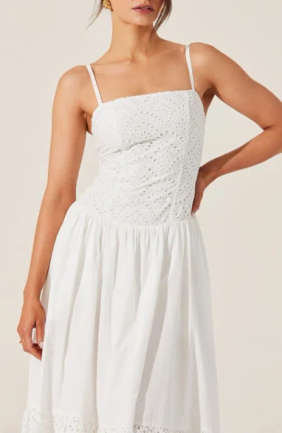 Astr The Label Nathalia Eyelet Embroidered Cotton Midi Dress In White
