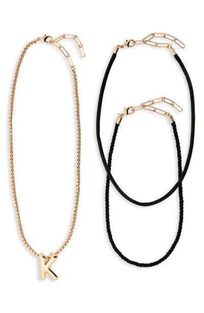 Open Edit Set Of 3 Interchangeable Initial Pendant Necklaces In Multi