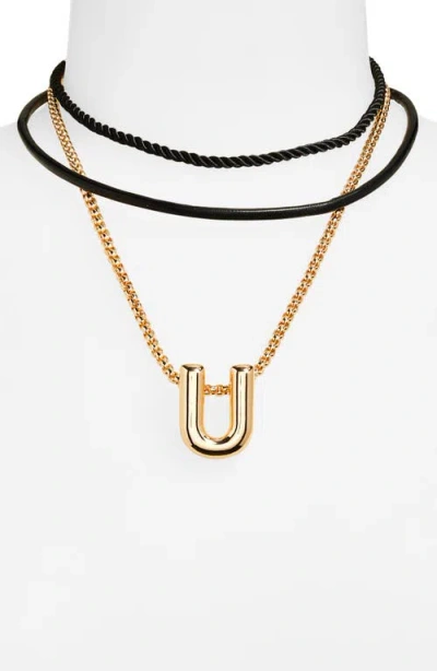 Open Edit Set Of 3 Interchangeable Initial Pendant Necklaces In Multi