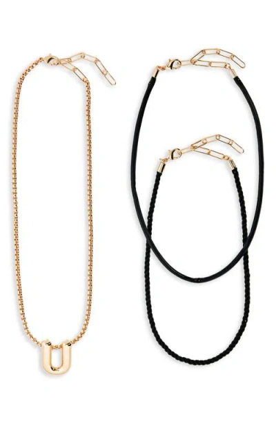 Open Edit Set Of 3 Interchangeable Initial Pendant Necklaces In Multi