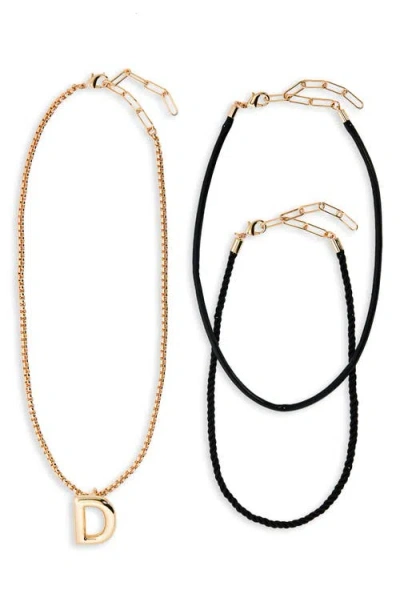 Open Edit Set Of 3 Interchangeable Initial Pendant Necklaces In Multi