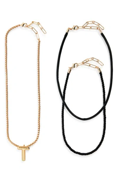 Open Edit Set Of 3 Interchangeable Initial Pendant Necklaces In Multi