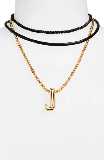 Open Edit Set Of 3 Interchangeable Initial Pendant Necklaces In Multi