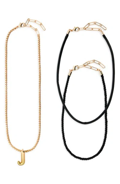 Open Edit Set Of 3 Interchangeable Initial Pendant Necklaces In Multi