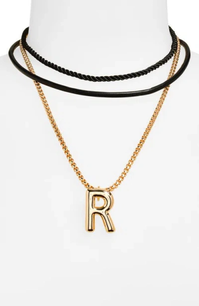 Open Edit Set Of 3 Interchangeable Initial Pendant Necklaces In Multi