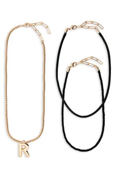 Open Edit Set Of 3 Interchangeable Initial Pendant Necklaces In Multi