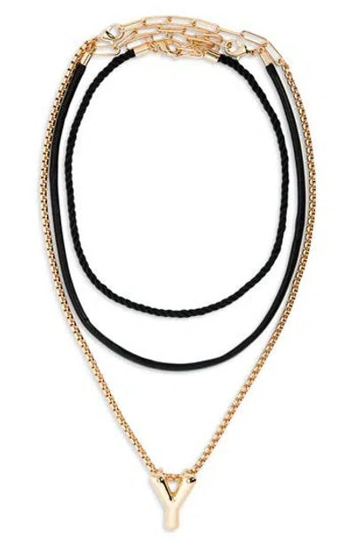 Open Edit Set Of 3 Interchangeable Initial Pendant Necklaces In Multi