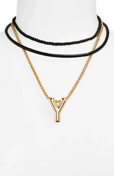 Open Edit Set Of 3 Interchangeable Initial Pendant Necklaces In Multi