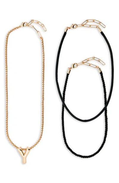 Open Edit Set Of 3 Interchangeable Initial Pendant Necklaces In Multi