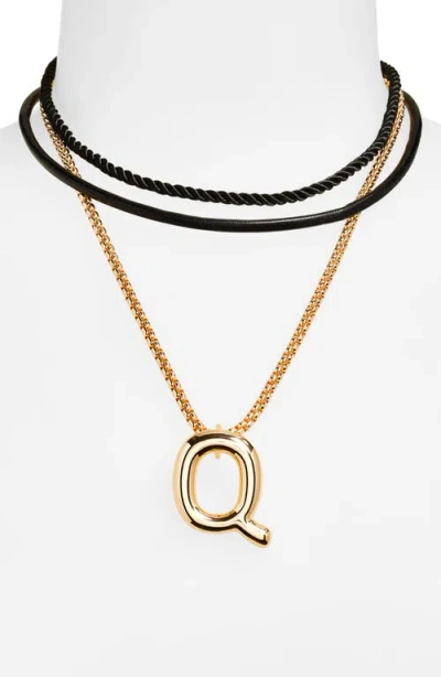 Open Edit Set Of 3 Interchangeable Initial Pendant Necklaces In Multi