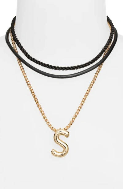 Open Edit Set Of 3 Interchangeable Initial Pendant Necklaces In Multi