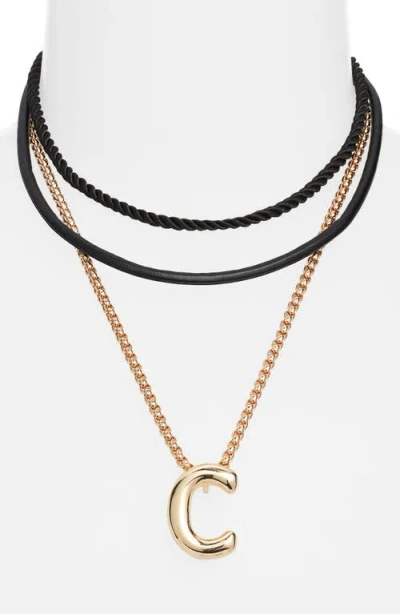 Open Edit Set Of 3 Interchangeable Initial Pendant Necklaces In Multi