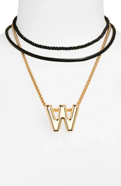 Open Edit Set Of 3 Interchangeable Initial Pendant Necklaces In Gold