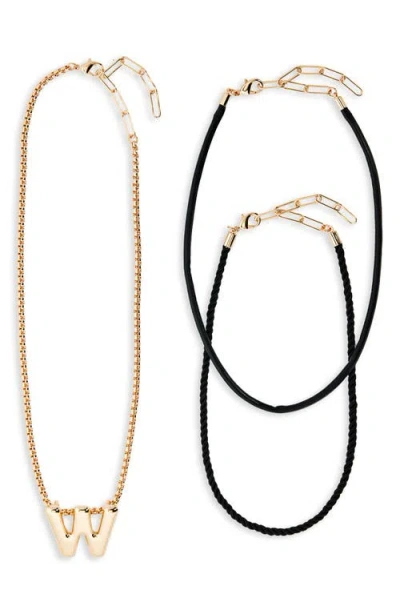 Open Edit Set Of 3 Interchangeable Initial Pendant Necklaces In Gold