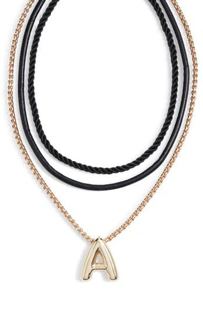 Open Edit Set Of 3 Interchangeable Initial Pendant Necklaces In Gold