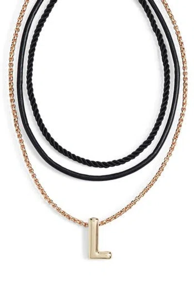 Open Edit Set Of 3 Interchangeable Initial Pendant Necklaces In Gold