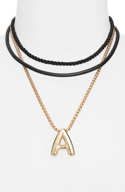 Open Edit Set Of 3 Interchangeable Initial Pendant Necklaces In Gold