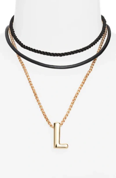 Open Edit Set Of 3 Interchangeable Initial Pendant Necklaces In Gold