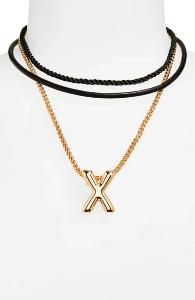 Open Edit Set Of 3 Interchangeable Initial Pendant Necklaces In Gold