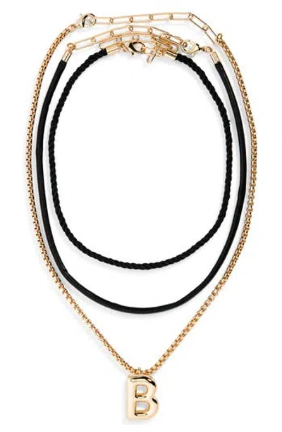 Open Edit Set Of 3 Interchangeable Initial Pendant Necklaces In Gold