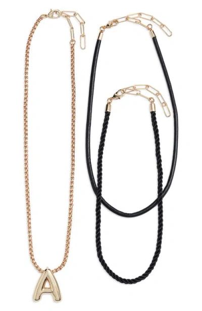 Open Edit Set Of 3 Interchangeable Initial Pendant Necklaces In Gold