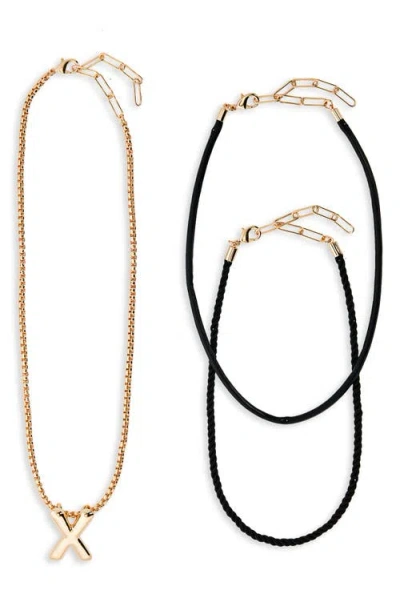 Open Edit Set Of 3 Interchangeable Initial Pendant Necklaces In Gold