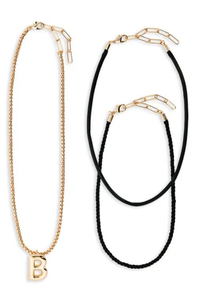 Open Edit Set Of 3 Interchangeable Initial Pendant Necklaces In Gold