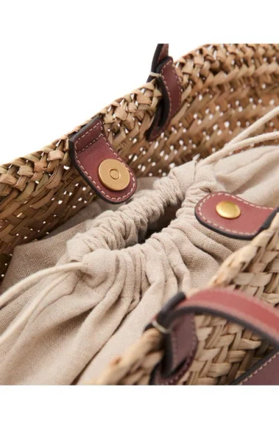 Mango Large Straw Shoulder Bag In Brown