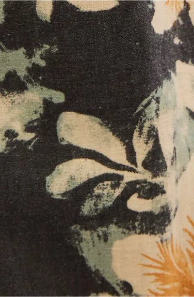 Free People Days End Printed Linen Pull On Pants In Washed Black Combo