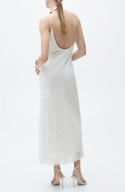 Mango Floral Jacquard Dress In White