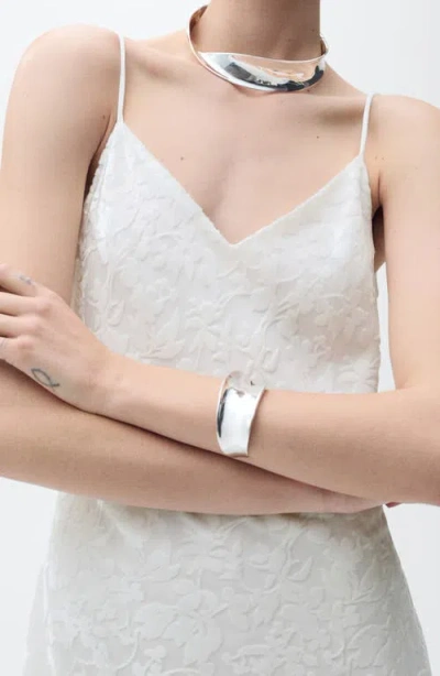 Mango Floral Jacquard Dress In White