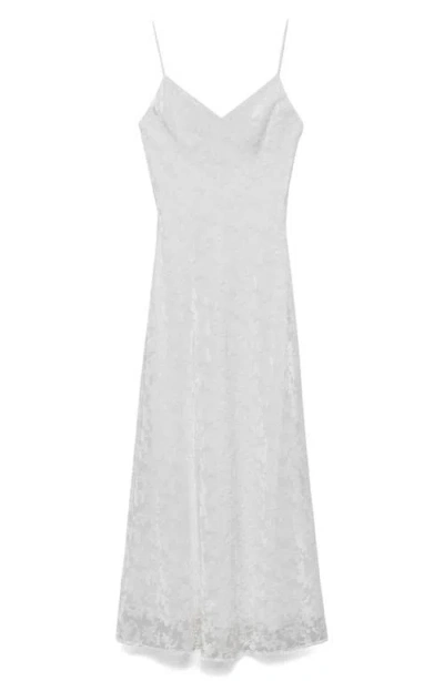 Mango Floral Jacquard Dress In White