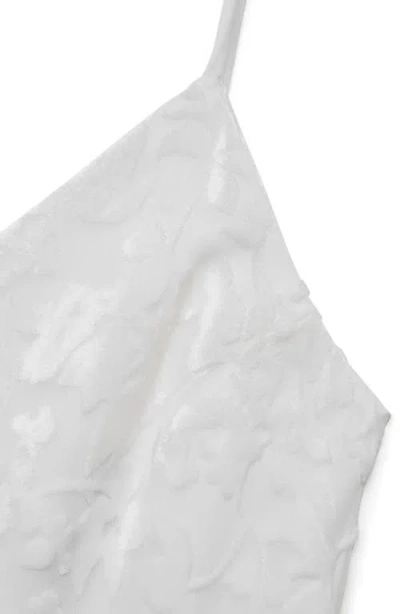 Mango Floral Jacquard Dress In White