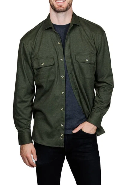 Tailorbyrd Mélange Solid Shirt Jacket In Green