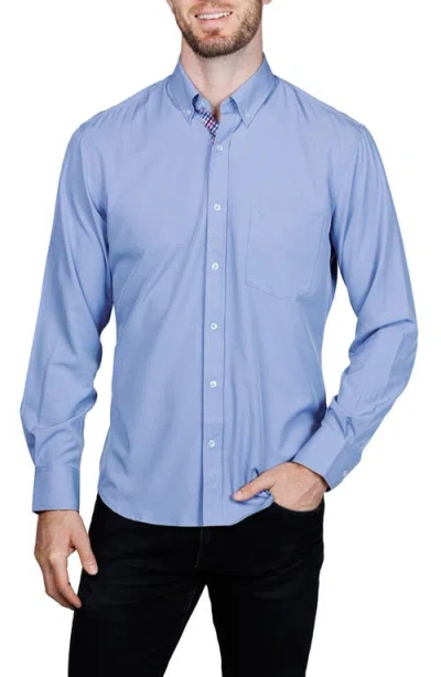 Tailorbyrd Mélange Performance Button Down Shirt In Blue