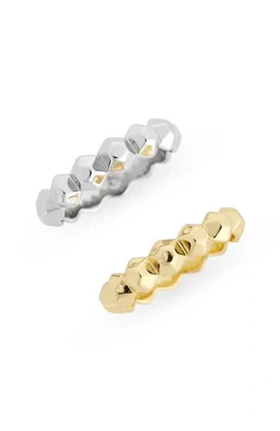 Covet Set Of 2 Two-tone Stackable Rings In Gold