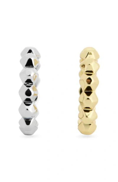 Covet Set Of 2 Two-tone Stackable Rings In Gold