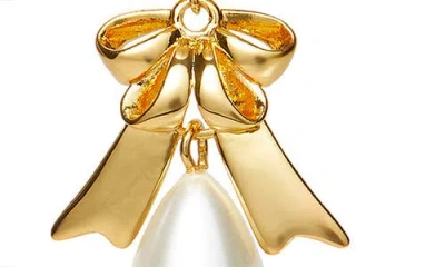 Lele Sadoughi Faux Pearl Bow Drop Earrings In Gold