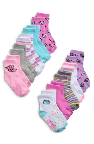 Capelli New York Kids' Kawaii Critters Assorted 10-pack Gripper Crew Socks In Multi