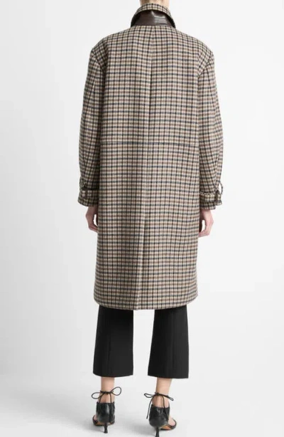 Vince Plaid Wool Blend Coat In Gray