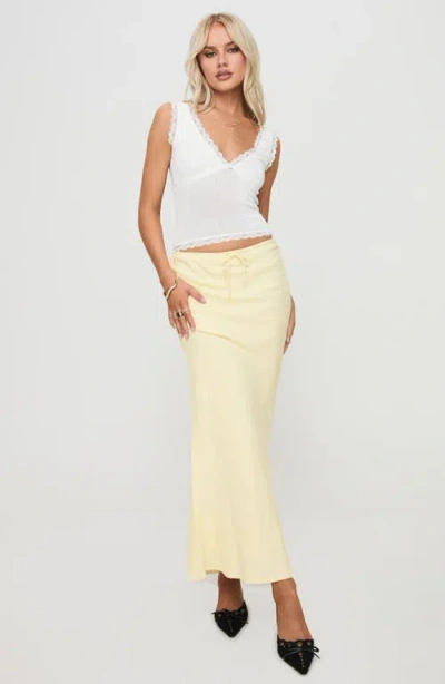 Princess Polly Mercer Linen Blend Drawstring Maxi Skirt In Yellow