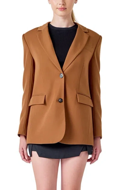 Endless Rose Everyday Oversize Two-button Blazer In Brown