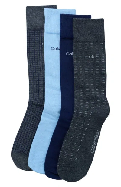 Calvin Klein 4-pack Assorted Dress Socks In Blue
